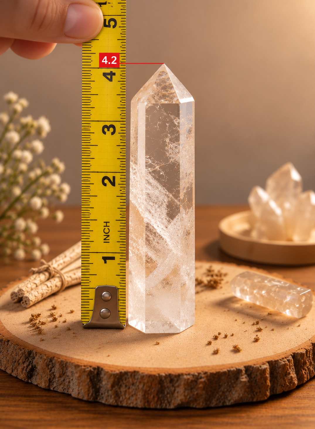Premium Clear Quartz Crystal Tower 4.2 Inch | Energy Amplification, Clarity, Chakra Balancing, Meditation Tool